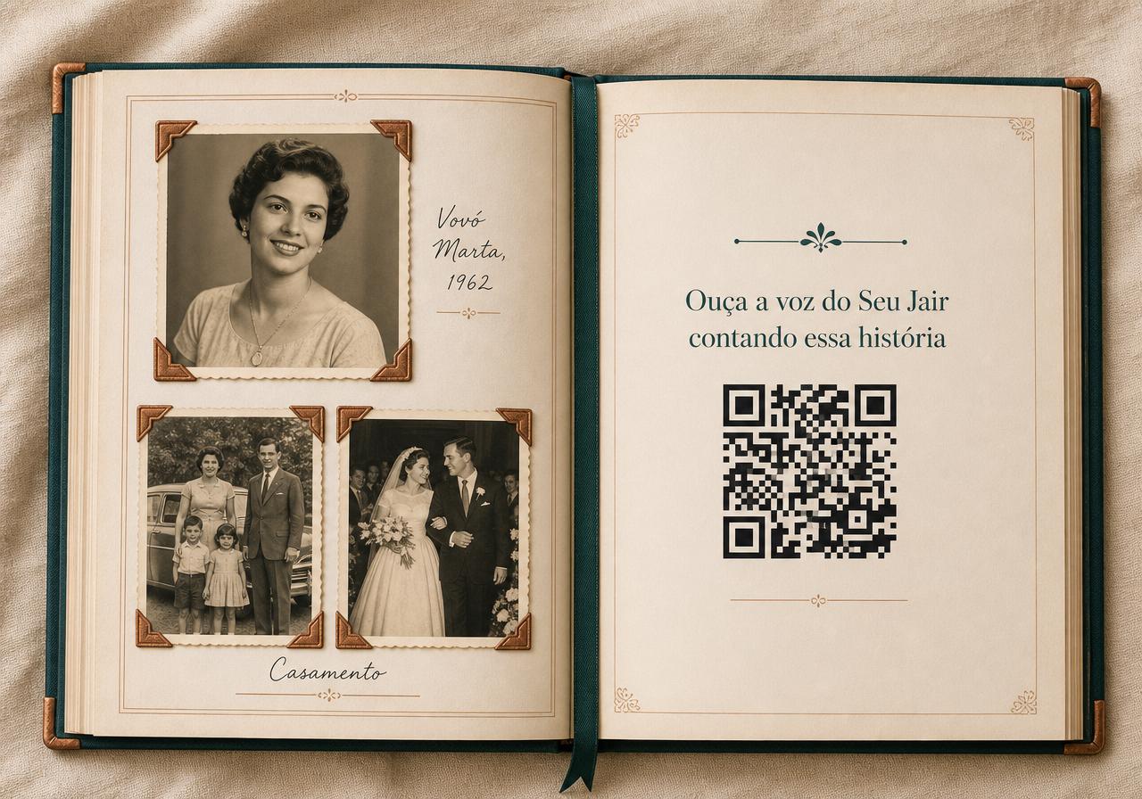 Book page with a QR Code to listen to the original voice